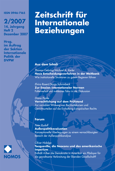 Cover of Volume: ZIB Zeitschrift für Internationale Beziehungen Volume 14 (2007), Edition 2