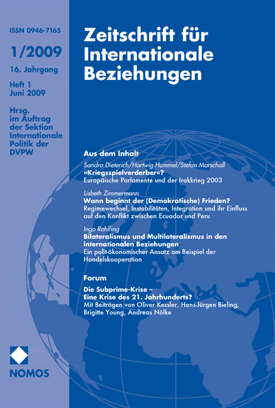 Cover of Volume: ZIB Zeitschrift für Internationale Beziehungen Volume 16 (2009), Edition 1