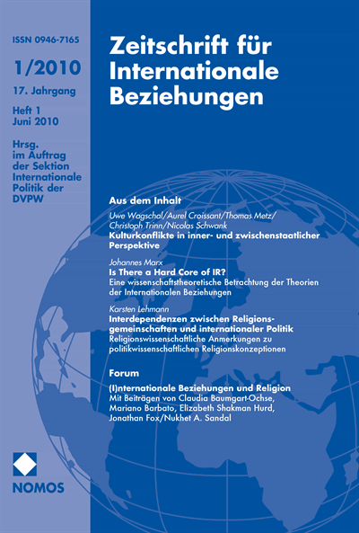 Cover of Volume: ZIB Zeitschrift für Internationale Beziehungen Volume 17 (2010), Edition 1