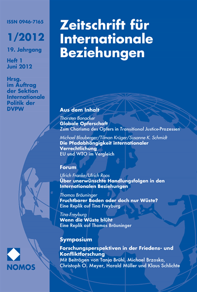 Cover of Volume: ZIB Zeitschrift für Internationale Beziehungen Volume 19 (2012), Edition 1