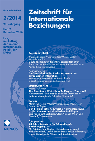 Cover of Volume: ZIB Zeitschrift für Internationale Beziehungen Volume 21 (2014), Edition 2