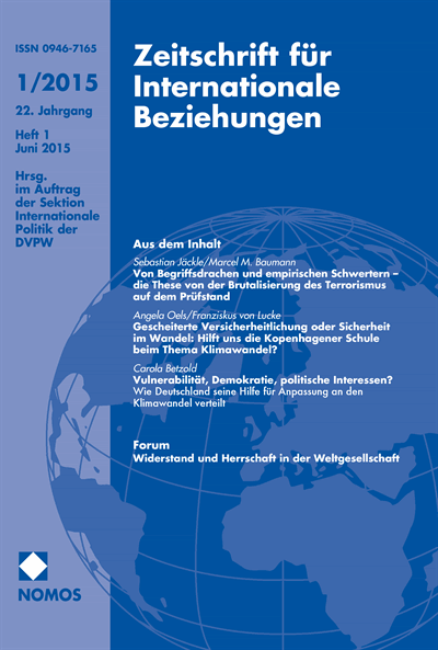 Cover of Volume: ZIB Zeitschrift für Internationale Beziehungen Volume 22 (2015), Edition 1