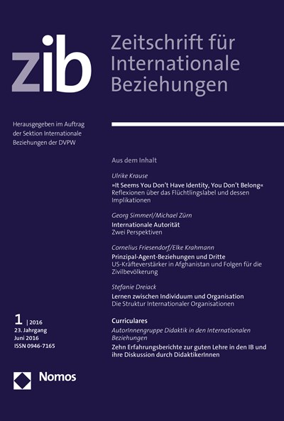Cover of Volume: ZIB Zeitschrift für Internationale Beziehungen Volume 23 (2016), Edition 1