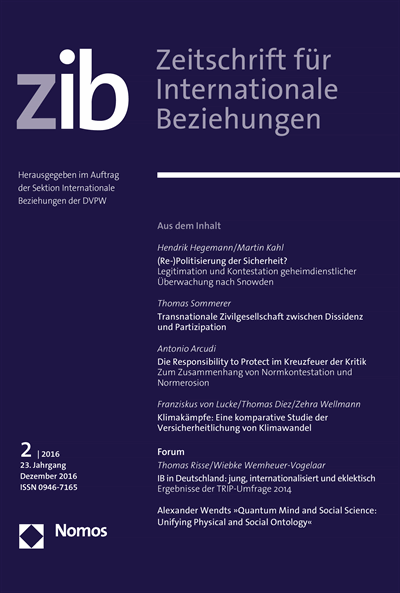 Cover of Volume: ZIB Zeitschrift für Internationale Beziehungen Volume 23 (2016), Edition 2