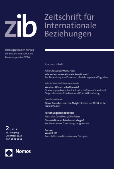 Cover of Volume: ZIB Zeitschrift für Internationale Beziehungen Volume 26 (2019), Edition 2