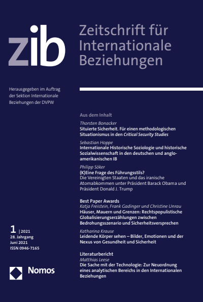 Cover of Volume: ZIB Zeitschrift für Internationale Beziehungen Volume 28 (2021), Edition 1