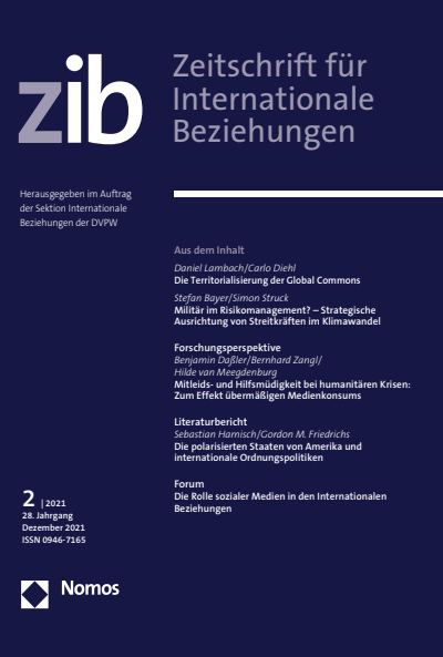 Cover of Volume: ZIB Zeitschrift für Internationale Beziehungen Volume 28 (2021), Edition 2