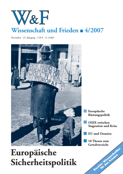 Cover der Ausgabe: Wissenschaft und Frieden Jahrgang 25 (2007), Heft 4
