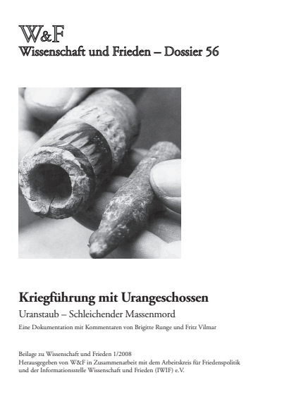 Cover der Ausgabe: Wissenschaft und Frieden Jahrgang 26 (2008), Heft 1 Dossier 56