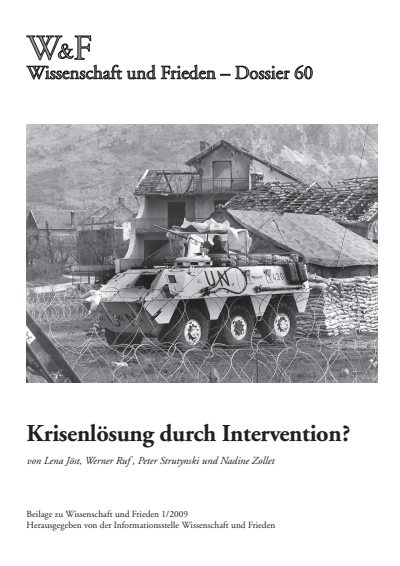 Cover der Ausgabe: Wissenschaft und Frieden Jahrgang 27 (2009), Heft 1 Dossier 60