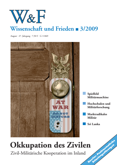 Cover der Ausgabe: Wissenschaft und Frieden Jahrgang 27 (2009), Heft 3