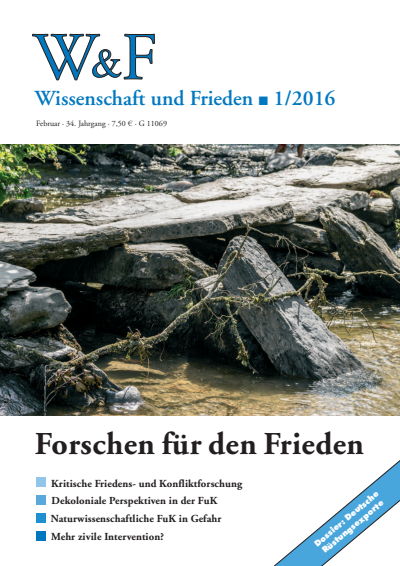 Cover der Ausgabe: Wissenschaft und Frieden Jahrgang 34 (2016), Heft 1