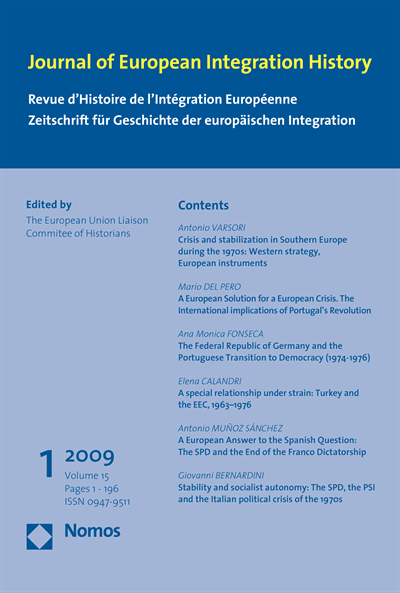 Cover der Ausgabe: JEIH Journal of European Integration History Jahrgang 15 (2009), Heft 1