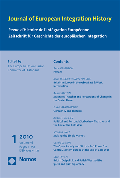 Cover der Ausgabe: JEIH Journal of European Integration History Jahrgang 16 (2010), Heft 1