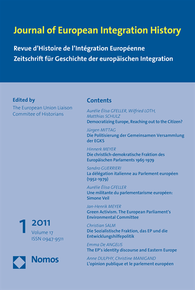 Cover der Ausgabe: JEIH Journal of European Integration History Jahrgang 17 (2011), Heft 1