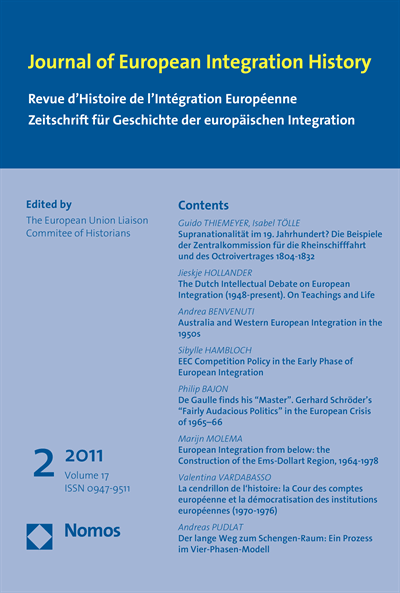 Cover der Ausgabe: JEIH Journal of European Integration History Jahrgang 17 (2011), Heft 2