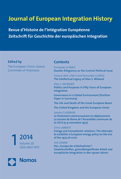 Cover der Ausgabe: JEIH Journal of European Integration History Jahrgang 20 (2014), Heft 1