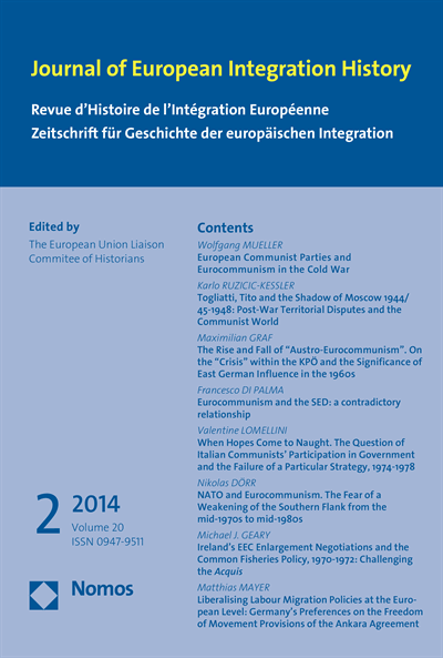 Cover der Ausgabe: JEIH Journal of European Integration History Jahrgang 20 (2014), Heft 2