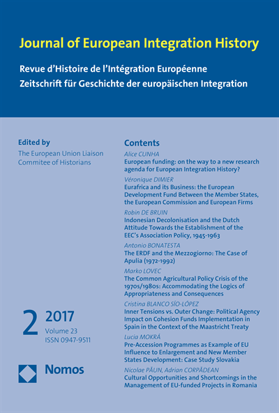 Cover der Ausgabe: JEIH Journal of European Integration History Jahrgang 23 (2017), Heft 2