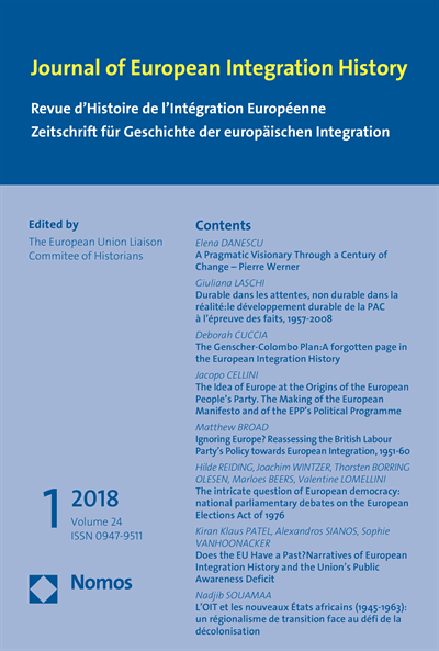 Cover of Volume: JEIH Journal of European Integration History Volume 24 (2018), Edition 1