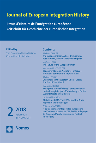 Cover der Ausgabe: JEIH Journal of European Integration History Jahrgang 24 (2018), Heft 2