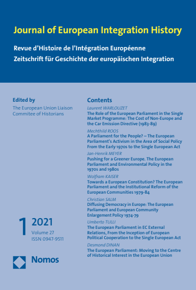 Cover der Ausgabe: JEIH Journal of European Integration History Jahrgang 27 (2021), Heft 1