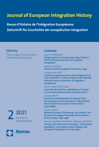 Cover der Ausgabe: JEIH Journal of European Integration History Jahrgang 27 (2021), Heft 2