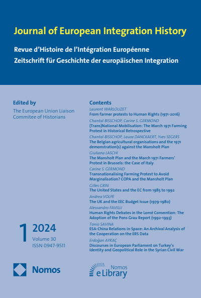 Cover der Ausgabe: JEIH Journal of European Integration History Jahrgang 30 (2024), Heft 1