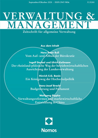 Cover der Ausgabe: VM Verwaltung & Management Jahrgang 11 (2005), Heft 5