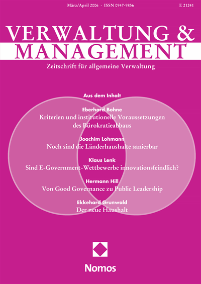 Cover der Ausgabe: VM Verwaltung & Management Jahrgang 12 (2006), Heft 2