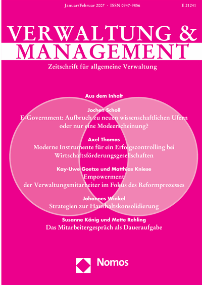 Cover der Ausgabe: VM Verwaltung & Management Jahrgang 13 (2007), Heft 1