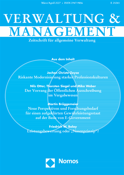 Cover der Ausgabe: VM Verwaltung & Management Jahrgang 13 (2007), Heft 2