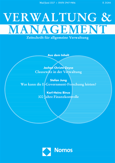 Cover der Ausgabe: VM Verwaltung & Management Jahrgang 13 (2007), Heft 3