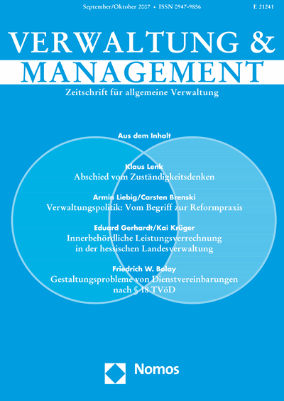 Cover der Ausgabe: VM Verwaltung & Management Jahrgang 13 (2007), Heft 5