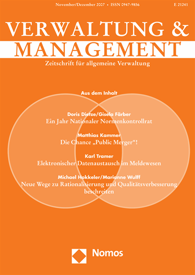 Cover der Ausgabe: VM Verwaltung & Management Jahrgang 13 (2007), Heft 6