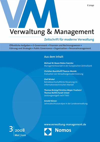 Cover der Ausgabe: VM Verwaltung & Management Jahrgang 14 (2008), Heft 3