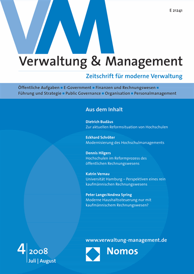 Cover der Ausgabe: VM Verwaltung & Management Jahrgang 14 (2008), Heft 4