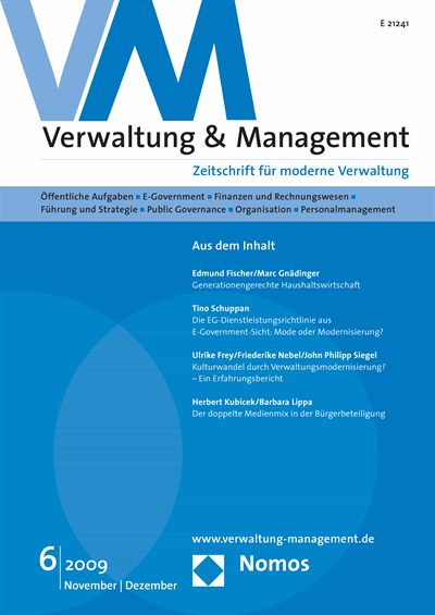 Cover der Ausgabe: VM Verwaltung & Management Jahrgang 15 (2009), Heft 6