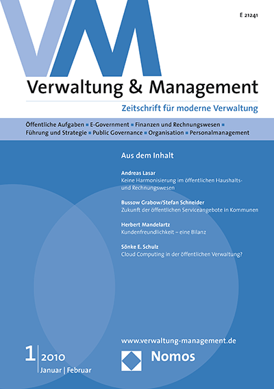 Cover der Ausgabe: VM Verwaltung & Management Jahrgang 16 (2010), Heft 1