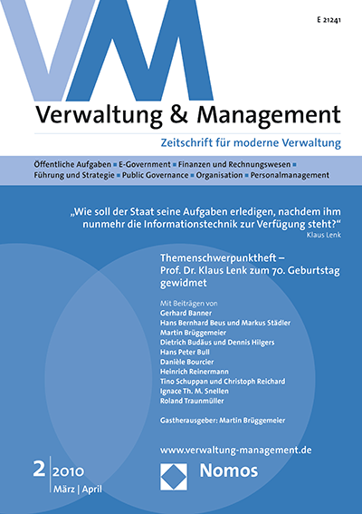 Cover der Ausgabe: VM Verwaltung & Management Jahrgang 16 (2010), Heft 2