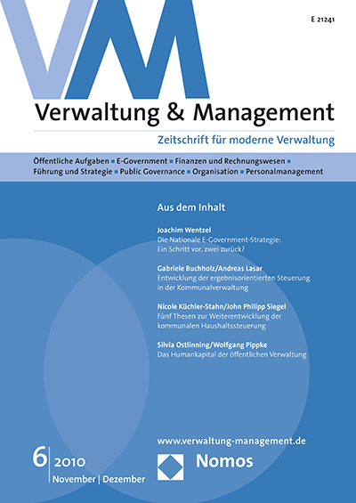 Cover der Ausgabe: VM Verwaltung & Management Jahrgang 16 (2010), Heft 6