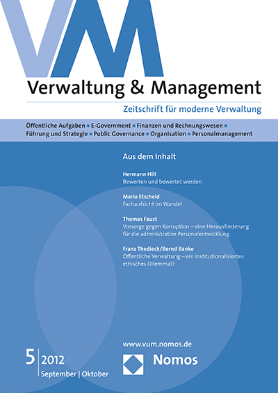 Cover der Ausgabe: VM Verwaltung & Management Jahrgang 18 (2012), Heft 5