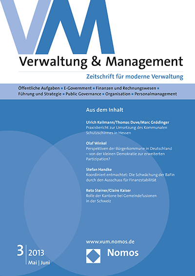 Cover der Ausgabe: VM Verwaltung & Management Jahrgang 19 (2013), Heft 3