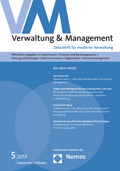 Cover der Ausgabe: VM Verwaltung & Management Jahrgang 19 (2013), Heft 5