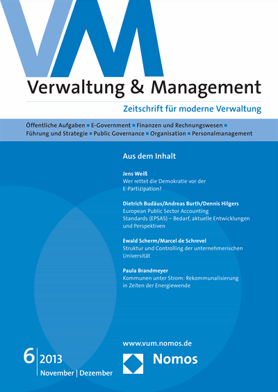 Cover der Ausgabe: VM Verwaltung & Management Jahrgang 19 (2013), Heft 6