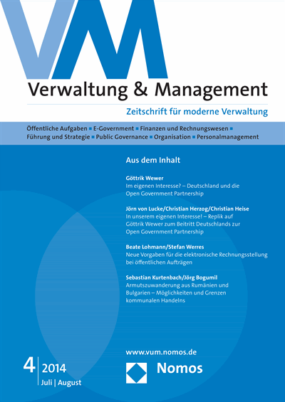 Cover der Ausgabe: VM Verwaltung & Management Jahrgang 20 (2014), Heft 4