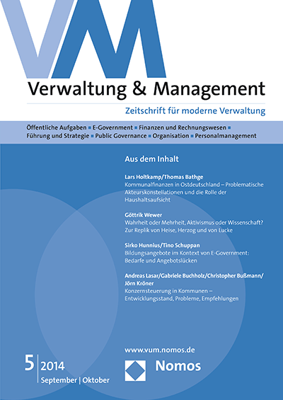 Cover der Ausgabe: VM Verwaltung & Management Jahrgang 20 (2014), Heft 5