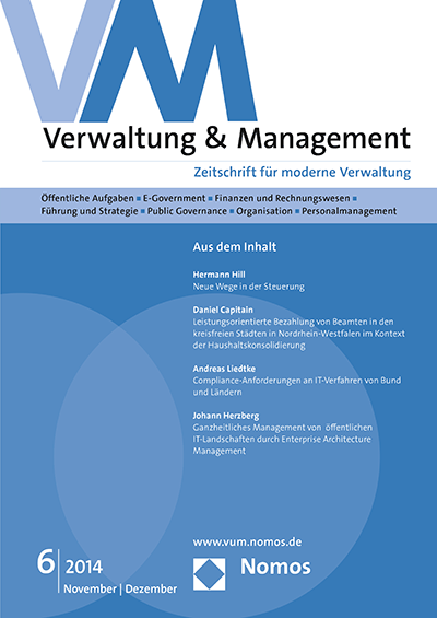 Cover der Ausgabe: VM Verwaltung & Management Jahrgang 20 (2014), Heft 6