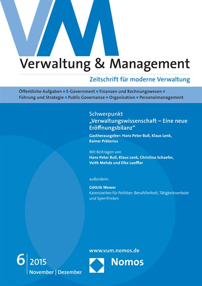 Cover der Ausgabe: VM Verwaltung & Management Jahrgang 21 (2015), Heft 6