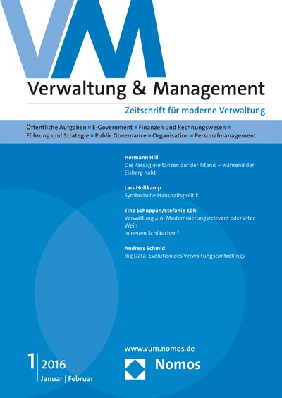 Cover der Ausgabe: VM Verwaltung & Management Jahrgang 22 (2016), Heft 1
